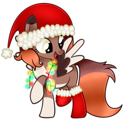 Size: 3165x3095 | Tagged: safe, artist:cindydreamlight, oc, oc:cocca, pegasus, pony, christmas, clothes, female, hat, holiday, mare, santa hat, simple background, socks, solo, transparent background