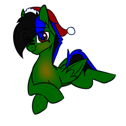 Size: 2000x2000 | Tagged: safe, artist:endelthepegasus, oc, oc only, oc:endel frostlion, pegasus, pony, 2020 community collab, christmas, derpibooru community collaboration, hat, holiday, male, santa hat, simple background, solo, transparent background