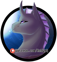 Size: 700x764 | Tagged: safe, artist:naughtyreh, artist:rehqwq, oc, changeling, horse, pony, bedroom eyes, bust, cool, cute, digital art, ear fluff, eyeshadow, horn, icon, looking at you, makeup, moon, patreon, patreon logo, portrait, simple background, smiling, solo, stars, ych result