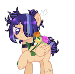 Size: 1734x1725 | Tagged: safe, artist:moon-rose-rosie, oc, oc:stella luna, pegasus, pony, base used, female, flower, mare, offspring, parent:flash sentry, parent:twilight sparkle, parents:flashlight, simple background, solo, transparent background