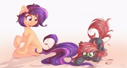 Size: 3200x1712 | Tagged: safe, artist:melloncollie-chan, oc, oc:amethyst arkin, oc:mitra, earth pony, pony, duo