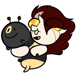 Size: 3000x3000 | Tagged: safe, artist:biepbot, artist:detpoot, derpibooru import, oc, oc only, oc:biepbot, bee, original species, bee plush, crying, cute, happy, horn, plushie, simple background, tears of joy, tongue out, transparent background, waspling