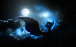 Size: 1920x1200 | Tagged: safe, artist:ilucky7, nightmare moon, pony, 3d, cloud, magic, moon, night, solo