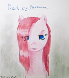 Size: 3030x3424 | Tagged: safe, artist:0okami-0ni, pinkie pie, earth pony, pony, crying, pinkamena diane pie, solo, traditional art