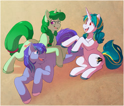 Size: 1084x927 | Tagged: safe, artist:caramelbrulee, derpibooru import, oc, earth pony, pony, unicorn, trio