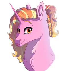 Size: 2699x3000 | Tagged: safe, artist:venommocity, luster dawn, pony, unicorn, the last problem, :p, bust, chest fluff, ear fluff, female, high res, looking at you, mare, portrait, simple background, smiling, solo, tongue out, white background