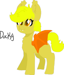 Size: 797x934 | Tagged: safe, artist:nootaz, oc, oc:ducky, bat pony, bat pony oc, bat wings, ear tufts, fangs, simple background, slit eyes, spread wings, transparent background, wings