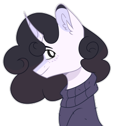 Size: 2720x2772 | Tagged: safe, artist:chococolte, oc, oc:pelo, pony, unicorn, bust, clothes, portrait, simple background, solo, sweater, transparent background