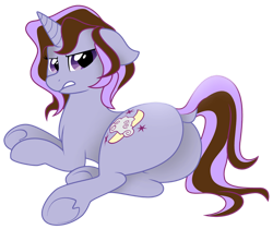 Size: 1280x1076 | Tagged: safe, artist:lostinthetrees, derpibooru import, oc, oc:sonya, pony, unicorn, annoyed, dock, on side, plot, prone, simple background, solo, transparent background, unamused