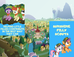 Size: 2000x1545 | Tagged: safe, nature walk, scootaloo, sweetie belle, pony, background pony, cutie mark crusaders, female, filly, filly guides, lavandula
