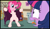 Size: 2400x1383 | Tagged: safe, artist:facelessjr, derpibooru import, edit, editor:slayerbvc, pinkie pie, twilight sparkle, earth pony, pony, barrel, bipedal, biting, blushing, clothes, coat, exhibitionism, featureless crotch, female, flashing, furless, furless edit, mare, open mouth, panic, shaved, show accurate, sihovi, surprised, tongue bite, tongue out, trash can, we don't normally wear clothes