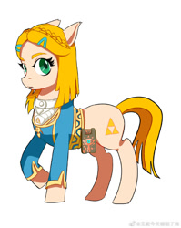 Size: 690x867 | Tagged: safe, artist:uncle wen, earth pony, pony, ear fluff, female, mare, ponified, princess zelda, simple background, solo, the legend of zelda, the legend of zelda: breath of the wild, white background