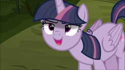Size: 1669x938 | Tagged: safe, screencap, mean twilight sparkle, the mean 6, cropped, kubrick stare, open mouth, sinister, solo