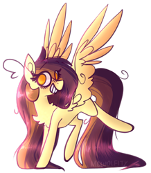 Size: 2288x2621 | Tagged: safe, artist:mcwolfity, oc, oc only, oc:lessi, pegasus, pony, female, grin, mare, messy mane, pegasus oc, simple background, smiling, solo, transparent background, wings