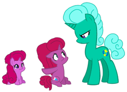 Size: 1428x1041 | Tagged: safe, artist:徐詩珮, glitter drops, oc, oc:betty pop, oc:ehenk berrytwist, pony, unicorn, my little pony: the movie, angry, base used, female, filly, glitter drops is not amused, magical lesbian spawn, mare, mother and child, mother and daughter, next generation, offspring, parent and child, parent:glitter drops, parent:tempest shadow, parents:glittershadow, siblings, simple background, sisters, solo, transparent background, unamused