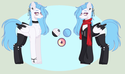 Size: 1456x866 | Tagged: safe, artist:nocturnal-moonlight, oc, oc:nocturnal moonlight, pegasus, pony, clothes, female, hoodie, mare, reference sheet, scarf, socks, solo, two toned wings, wings