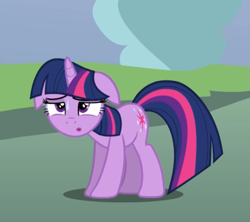 Size: 705x627 | Tagged: safe, screencap, twilight sparkle, unicorn twilight, pony, unicorn, magic duel, cropped, floppy ears, solo, sweat, tired