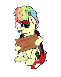 Size: 3000x3743 | Tagged: safe, artist:aaathebap, oc, oc:aaaaaaaaaaa, bat pony, pony, 2020 community collab, afro, anyway come to trotcon, bat pony oc, bat wings, derpibooru community collaboration, male, multicolored hair, party horn, rainbow hair, simple background, solo, transparent background, trotcon, wings