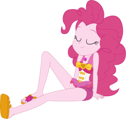 Size: 7904x7433 | Tagged: safe, artist:marcorois, pinkie pie, better together, equestria girls, x marks the spot, absurd resolution, clothes, eyes closed, feet, sandals, simple background, sleeveless, solo, swimsuit, transparent background, vector