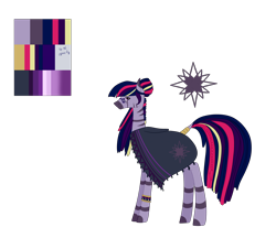 Size: 5952x5385 | Tagged: safe, artist:moonlight0shadow0, oc, oc only, oc:inkanyezi, zebra, bracelet, clothes, female, glasses, jewelry, multicolored hair, poncho, reference sheet, robe, simple background, solo, tail wrap, transparent background, wristband, zebra oc