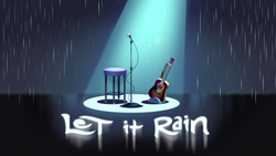 Size: 1920x1080 | Tagged: safe, screencap, better together, equestria girls, let it rain, discovery family logo, guitar, microphone, musical instrument, rain, spotlight, stool, title card