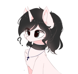 Size: 950x900 | Tagged: safe, artist:heddopen, oc, oc only, pony, unicorn, chest fluff, ear fluff, female, jewelry, necklace, simple background, white background