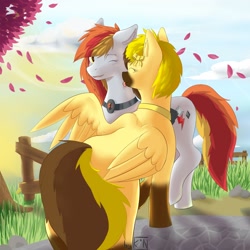 Size: 2160x2160 | Tagged: safe, artist:kelniferion, oc, oc only, pegasus, pony, fence, leaves, licking, tongue out