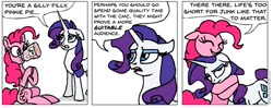 Size: 938x371 | Tagged: safe, artist:gingerfoxy, pinkie pie, rarity, earth pony, pony, unicorn, pony comic generator, comic