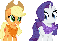 Size: 4244x3000 | Tagged: safe, artist:cloudyglow, applejack, rarity, earth pony, pony, unicorn, rainbow roadtrip, female, looking back, mare, simple background, smiling, transparent background, vector