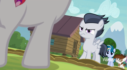 Size: 1183x653 | Tagged: safe, screencap, kettle corn, pipsqueak, rumble, skeedaddle, sweetie belle, earth pony, pegasus, pony, unicorn, marks and recreation, colt, cutie mark, cutie mark day camp, discovery family logo, female, filly, male, rumble is not amused, the cmc's cutie marks