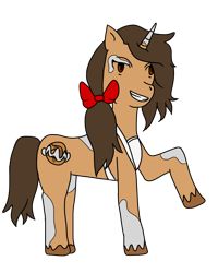 Size: 1000x1250 | Tagged: safe, oc, oc only, pony, unicorn, baker, bow, ribbon, simple background, solo, transparent background, vitiligo