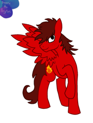 Size: 1080x1440 | Tagged: safe, artist:breeze the peryton, oc, oc:fire blast, pegasus, pony, fire, freckles, gift art