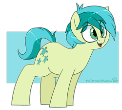Size: 2000x1800 | Tagged: safe, artist:notenoughapples, sandbar, earth pony, pony, abstract background, cute, eye clipping through hair, leaning forward, male, open mouth, sandabetes, simple background, smiling, solo, stallion, standing