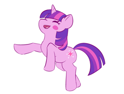 Size: 1115x849 | Tagged: safe, artist:burgeroise, twilight sparkle, unicorn twilight, pony, unicorn, blush sticker, blushing, cute, eyes closed, female, mare, open mouth, rearing, solo, twiabetes