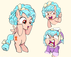 Size: 1000x800 | Tagged: safe, artist:yuniuni11, cozy glow, pegasus, pony, frenemies (episode), angry, bow, cozy glow is best facemaker, cozy glow is not amused, cozybetes, cute, expressions, faic, female, filly, freckles, hair bow, hooves on cheeks, multeity, open mouth, simple background, sketch, sketch dump, smiling, solo, spread wings, wings