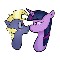 Size: 500x500 | Tagged: safe, artist:bigsibdraws, star tracker, twilight sparkle, pony, bedroom eyes, blushing, boop, bust, cute, female, looking at each other, male, mare, noseboop, portrait, profile, shipping, simple background, stallion, straight, twitracker, white background
