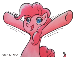 Size: 1000x759 | Tagged: safe, artist:norcinu, pinkie pie, earth pony, pony, female, simple background, solo, swirly eyes, traditional art, transparent background