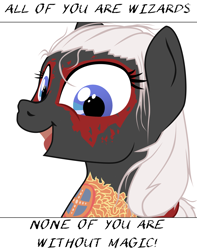 Size: 2160x2748 | Tagged: safe, artist:aaronmk, oc, earth pony, pony, bust, eyeliner, female, makeup, mare, simple background, tattoo, text, vector, white background