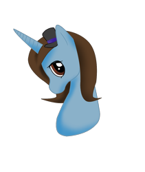 Size: 930x1101 | Tagged: safe, artist:whitewing1, oc, oc:megan, pony, unicorn, bust, female, hat, mare, portrait, simple background, solo, top hat, transparent background