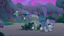 Size: 1920x1080 | Tagged: safe, screencap, maud pie, cockatrice, pony, student counsel, rock