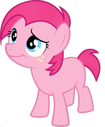 Size: 1920x2314 | Tagged: safe, edit, babs seed, pinkie pie, earth pony, pony, female, filly, freckles, fusion, ponyar fusion, recolor, simple background, smiling, solo, transparent background, vector, vector edit