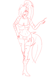 Size: 800x1280 | Tagged: safe, artist:lullabyjak, anthro, demon, pony, cherri bomb, commission, hazbin hotel, ponified, wip