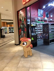 Size: 3024x4032 | Tagged: safe, photographer:undeadponysoldier, button mash, liquid button, earth pony, pony, arcade game, arcade machine, augmented reality, colt, gameloft, irl, leonardo, male, mall, photo, ponies in real life, solo, teenage mutant ninja turtles