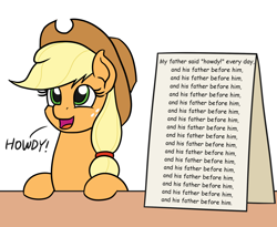 Size: 1100x900 | Tagged: safe, artist:mkogwheel edits, edit, applejack, earth pony, pony, and his father before him, applejack's sign, female, howdy, mare