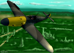 Size: 2920x2080 | Tagged: safe, artist:flashnoteart, derpibooru import, pony, bf 109, detailed background