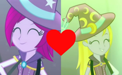 Size: 718x439 | Tagged: safe, edit, edited screencap, screencap, fuchsia blush, lavender lace, equestria girls, rainbow rocks, female, fuchsiavender, lesbian, shipping, shipping domino