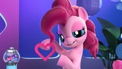 Size: 1920x1080 | Tagged: safe, screencap, pinkie pie, earth pony, pony, hello pinkie pie, 3d, heart, solo, youtube link