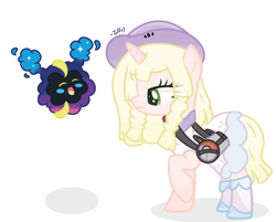 Size: 2873x2313 | Tagged: safe, artist:chaostrical, artist:fluffy-poyos, pony, base used, cosmog, crossover, lillie, nebby, pokémon, pokémon sun and moon, ponified, simple background, white background