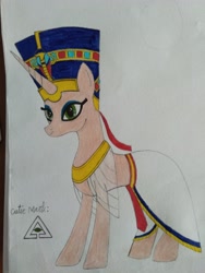 Size: 3120x4160 | Tagged: safe, artist:bsw421, oc, oc:neferneferuaten nefertiti, pony, unicorn, egyptian, female, nefertiti, photo, solo, traditional art