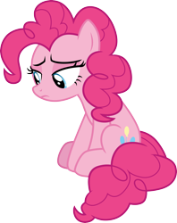 Size: 3000x3789 | Tagged: safe, artist:cloudyglow, pinkie pie, earth pony, pony, a trivial pursuit, .ai available, female, mare, sad, simple background, sitting, solo, transparent background, vector